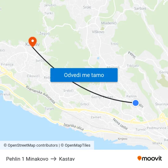 Pehlin 1 Minakovo to Kastav map