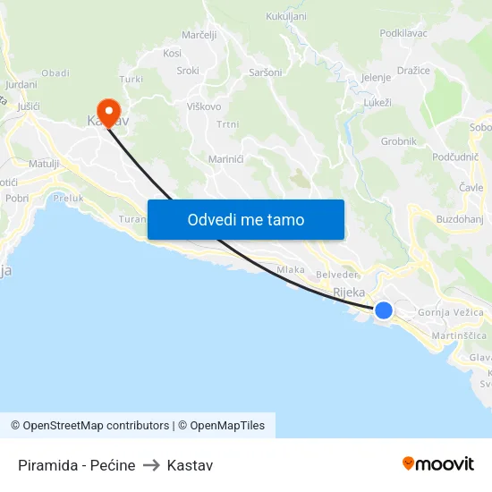 Piramida - Pećine to Kastav map