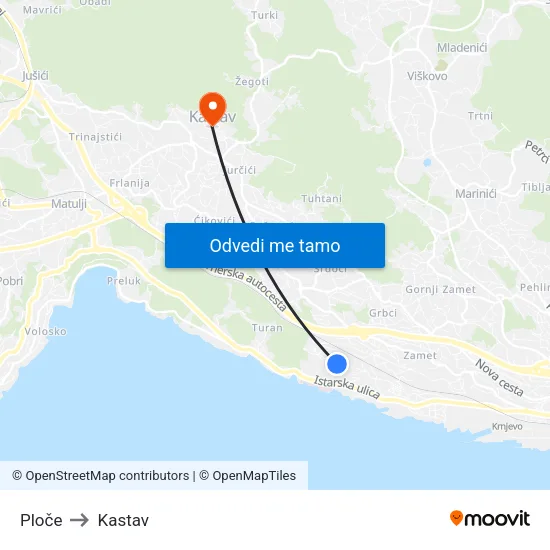 Ploče to Kastav map