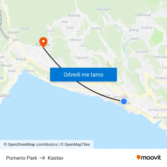 Pomerio Park to Kastav map