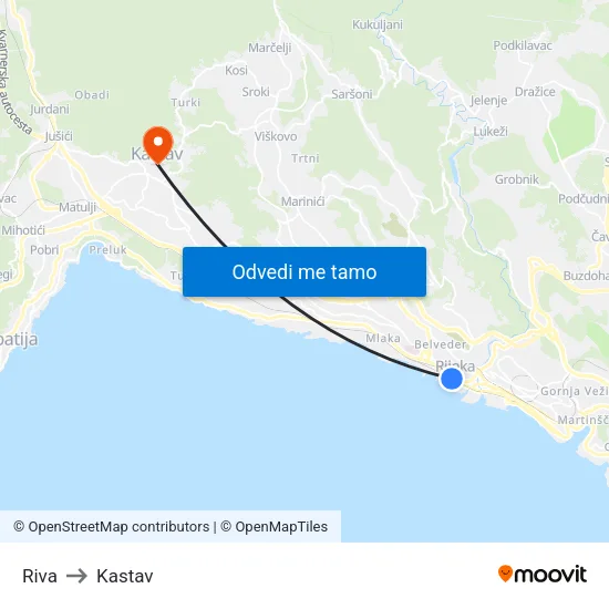 Riva to Kastav map