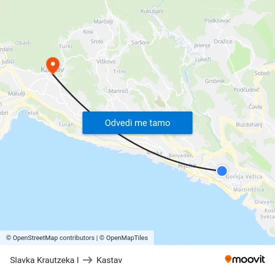 Slavka Krautzeka I to Kastav map