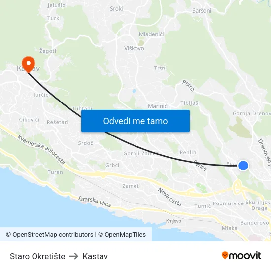 Staro Okretište to Kastav map