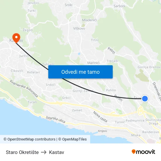 Staro Okretište to Kastav map