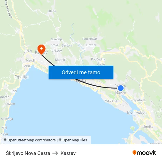 Škrljevo Nova Cesta to Kastav map