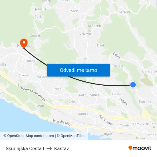 Škurinjska Cesta I to Kastav map