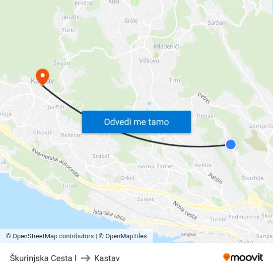 Škurinjska Cesta I to Kastav map