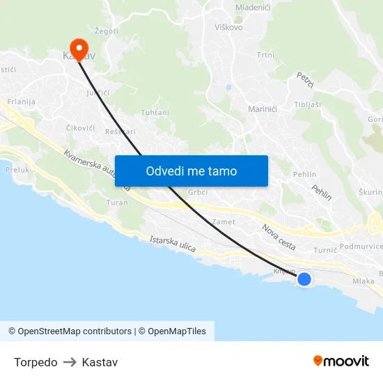 Torpedo to Kastav map