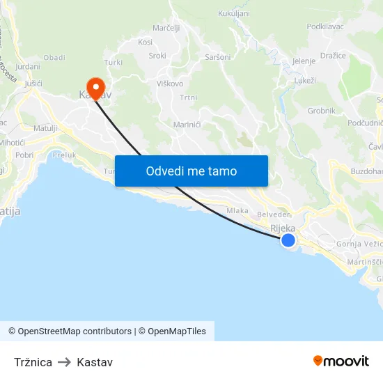 Tržnica to Kastav map