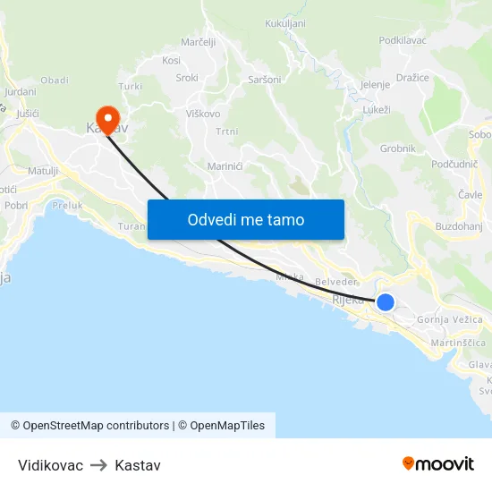 Vidikovac to Kastav map