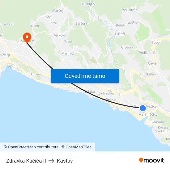Zdravka Kučića II to Kastav map