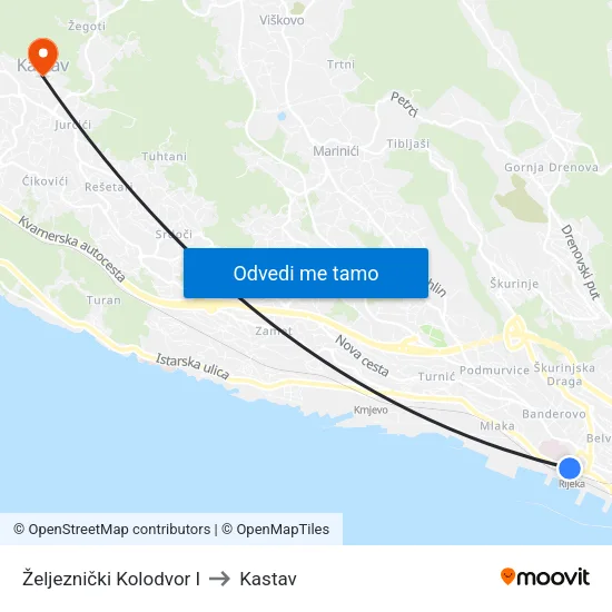 Željeznički Kolodvor I to Kastav map