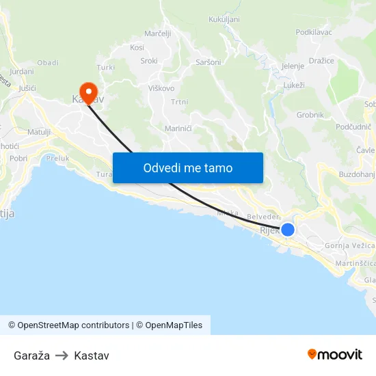 Garaža to Kastav map