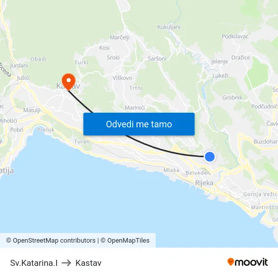 Sv.Katarina.I to Kastav map