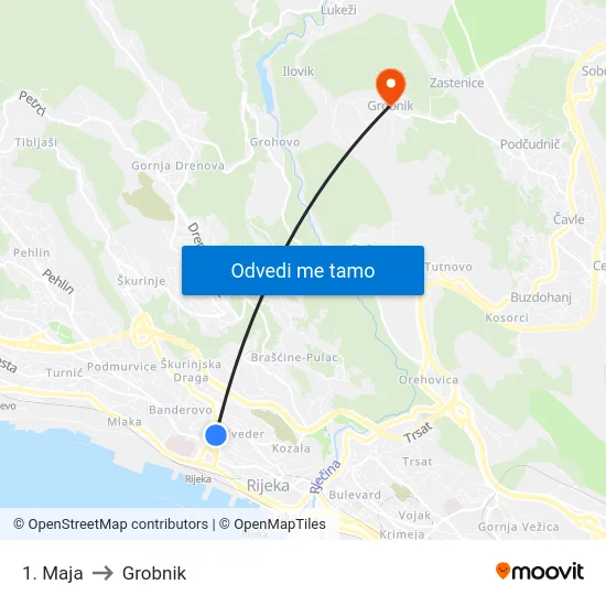 1. Maja to Grobnik map