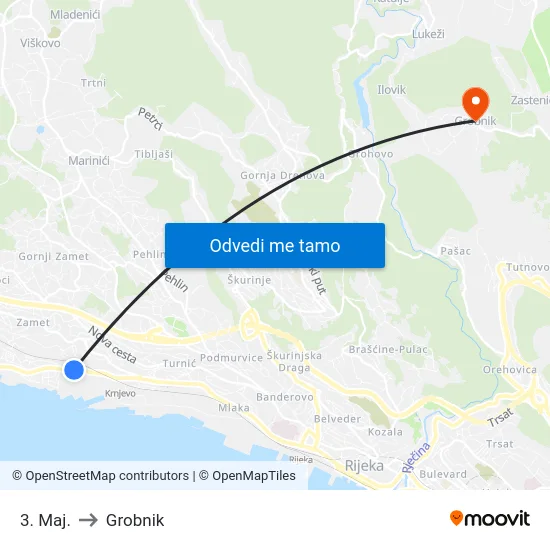 3. Maj. to Grobnik map