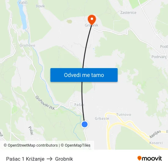 Pašac 1 Križanje to Grobnik map