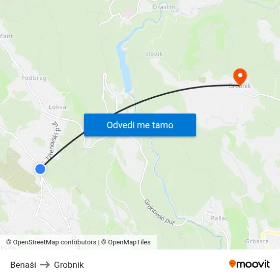 Benaši to Grobnik map