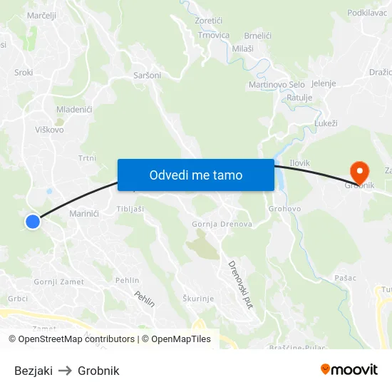 Bezjaki to Grobnik map