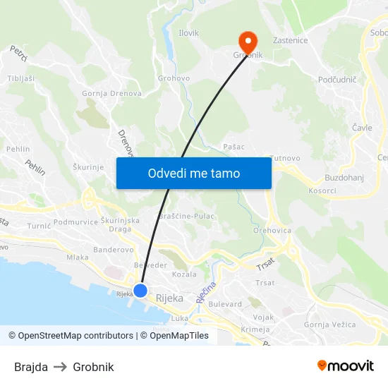 Brajda to Grobnik map