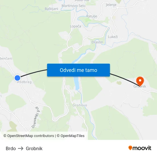 Brdo to Grobnik map