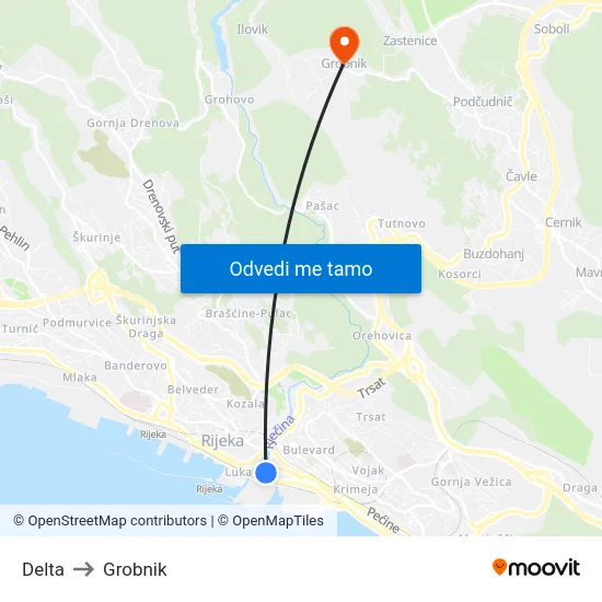 Delta to Grobnik map