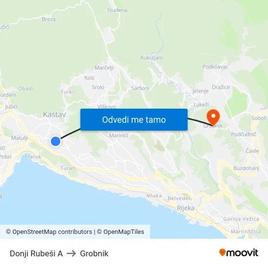 Donji Rubeši A to Grobnik map