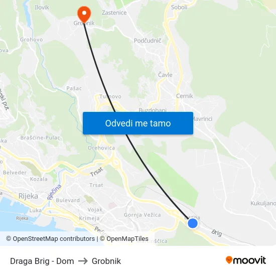 Draga Brig - Dom to Grobnik map