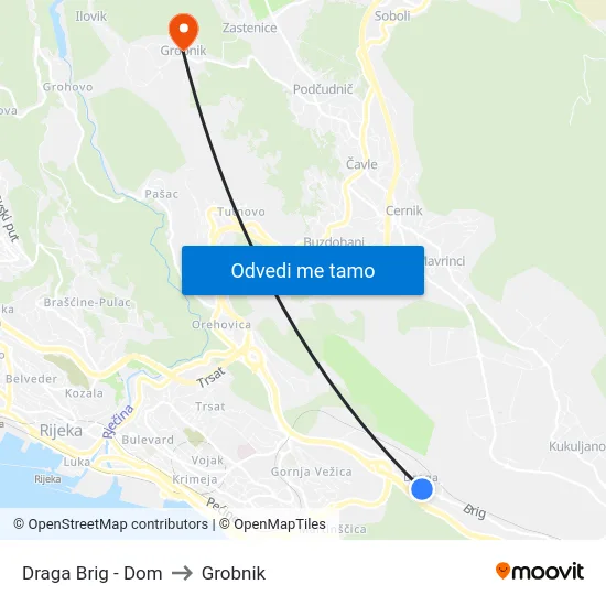 Draga Brig - Dom to Grobnik map