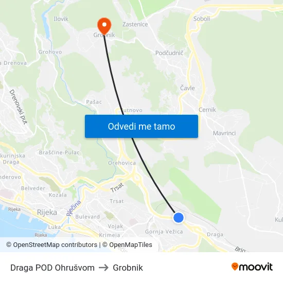 Draga POD Ohrušvom to Grobnik map