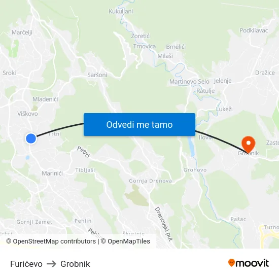 Furićevo to Grobnik map
