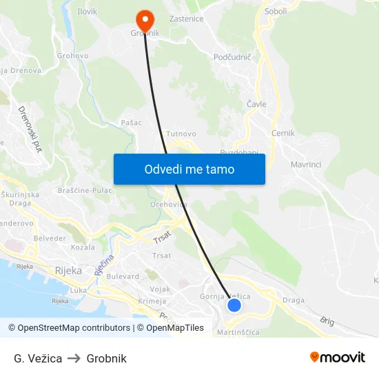 G. Vežica to Grobnik map