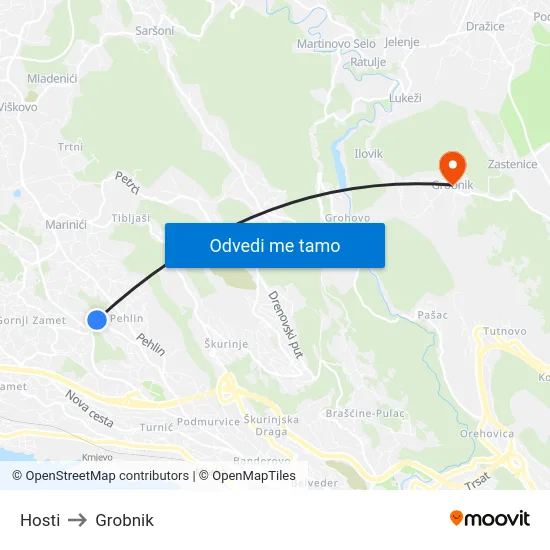 Hosti to Grobnik map