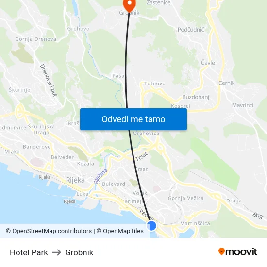 Hotel Park to Grobnik map