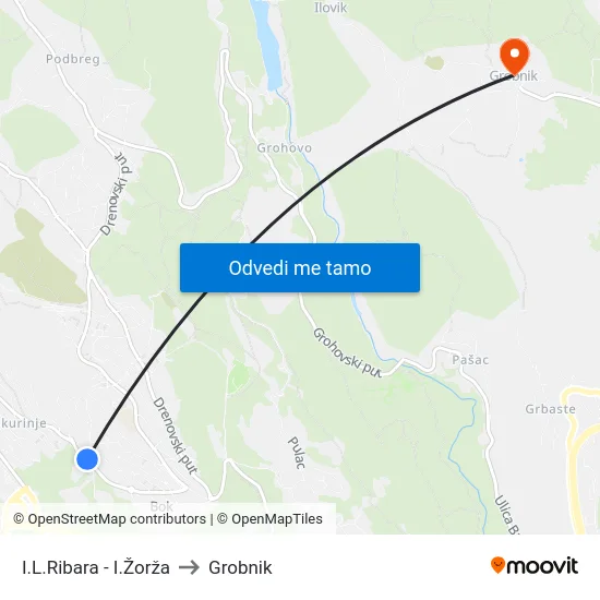 I.L.Ribara - I.Žorža to Grobnik map