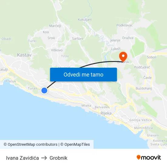 Ivana Zavidića to Grobnik map