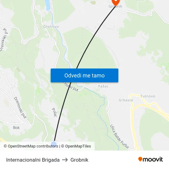 Internacionalni Brigada to Grobnik map