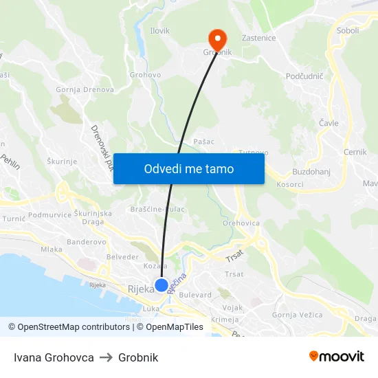 Ivana Grohovca to Grobnik map