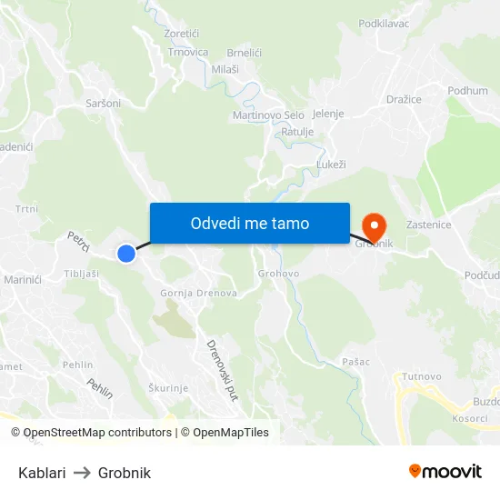 Kablari to Grobnik map