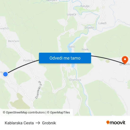 Kablarska Cesta to Grobnik map