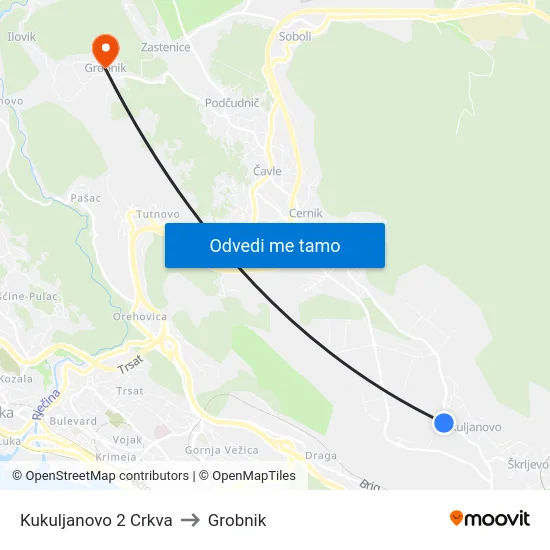 Kukuljanovo 2 Crkva to Grobnik map