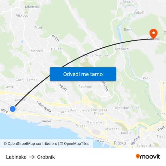Labinska to Grobnik map