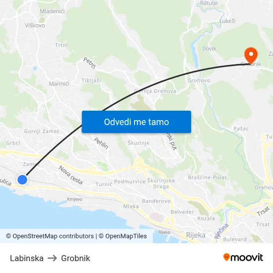 Labinska to Grobnik map