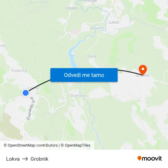 Lokva to Grobnik map