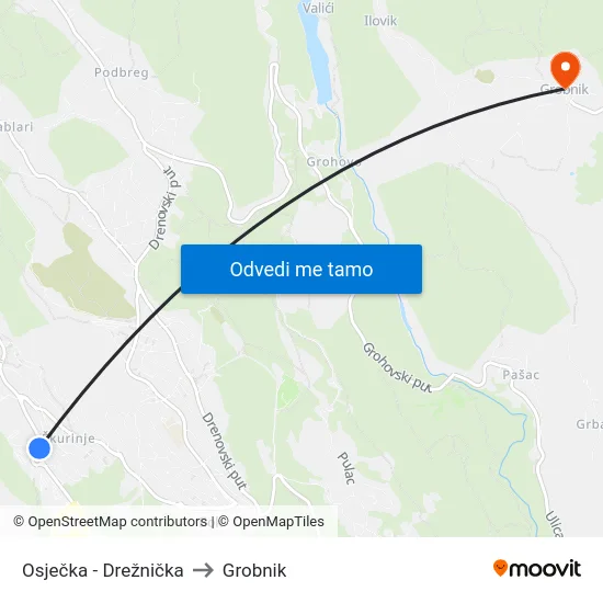 Osječka - Drežnička to Grobnik map