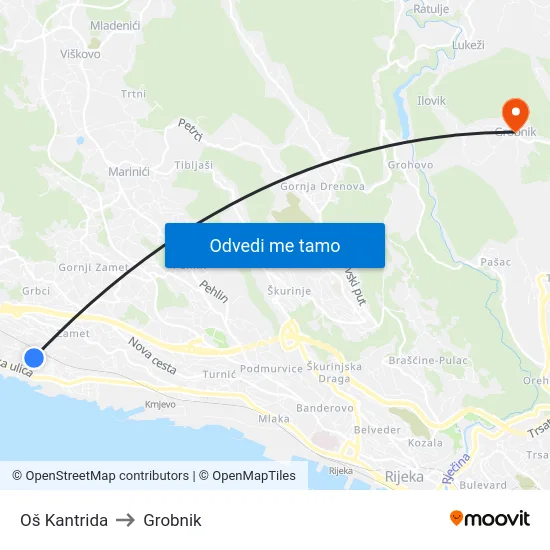 Oš Kantrida to Grobnik map