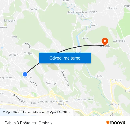 Pehlin 3 Pošta to Grobnik map