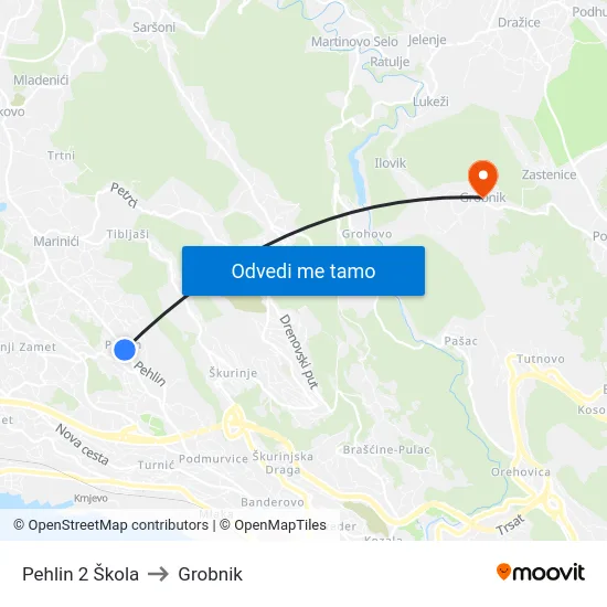 Pehlin 2 Škola to Grobnik map
