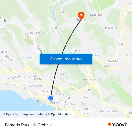 Pomerio Park to Grobnik map