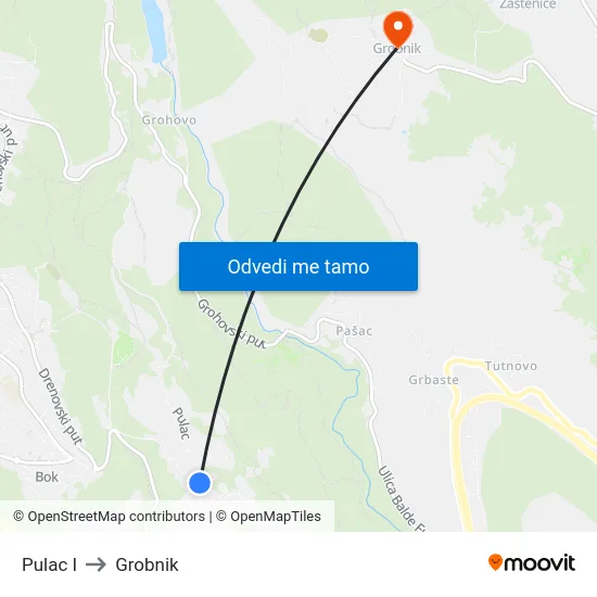 Pulac I to Grobnik map